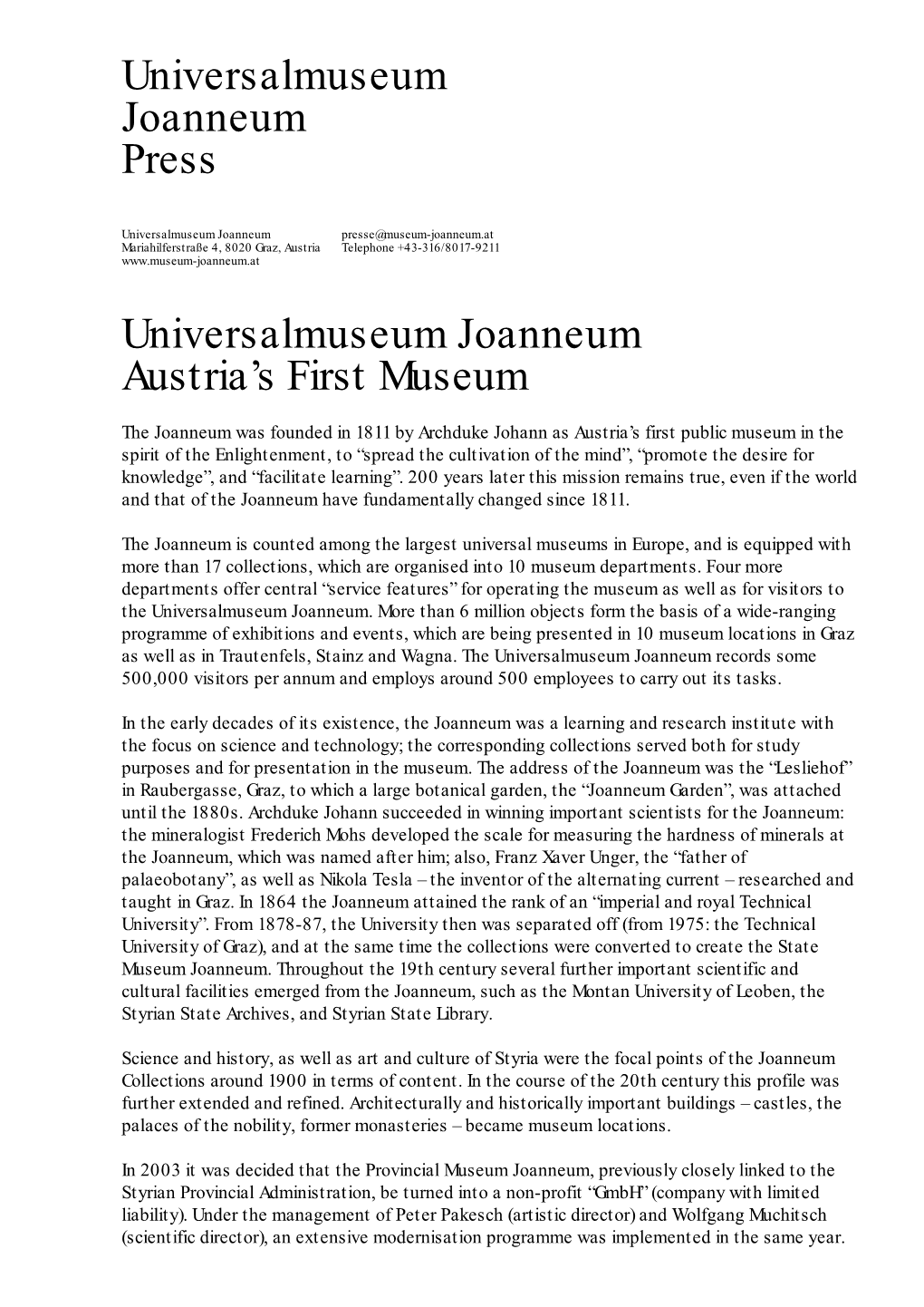 Universalmuseum Joanneum Austria's First Museum