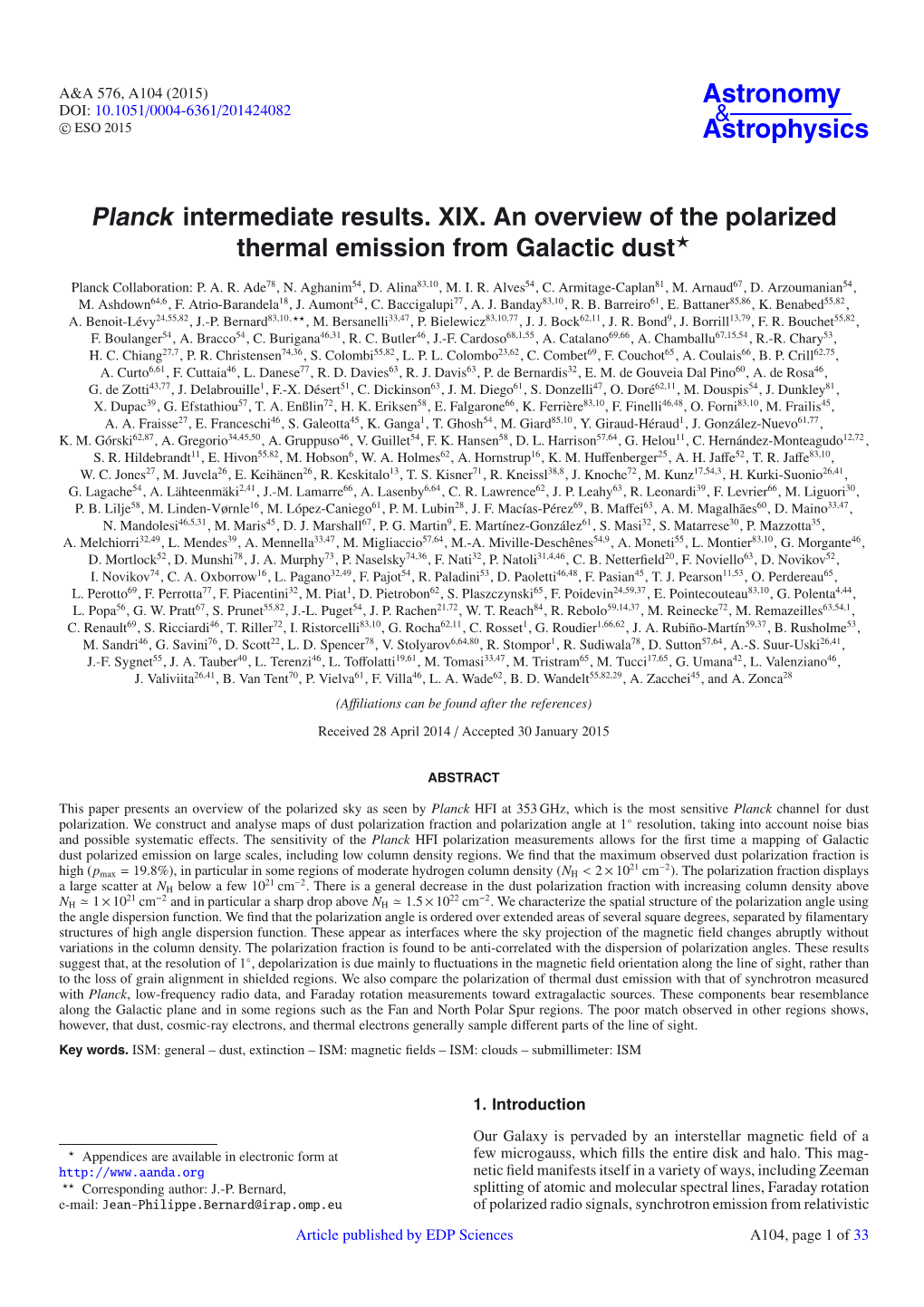 Planck Intermediate Results. XIX. an Overview of the Polarized Thermal Emission from Galactic Dust