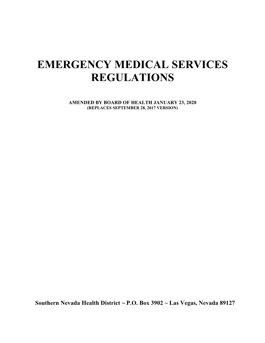 Emergency Medical Services Regulations