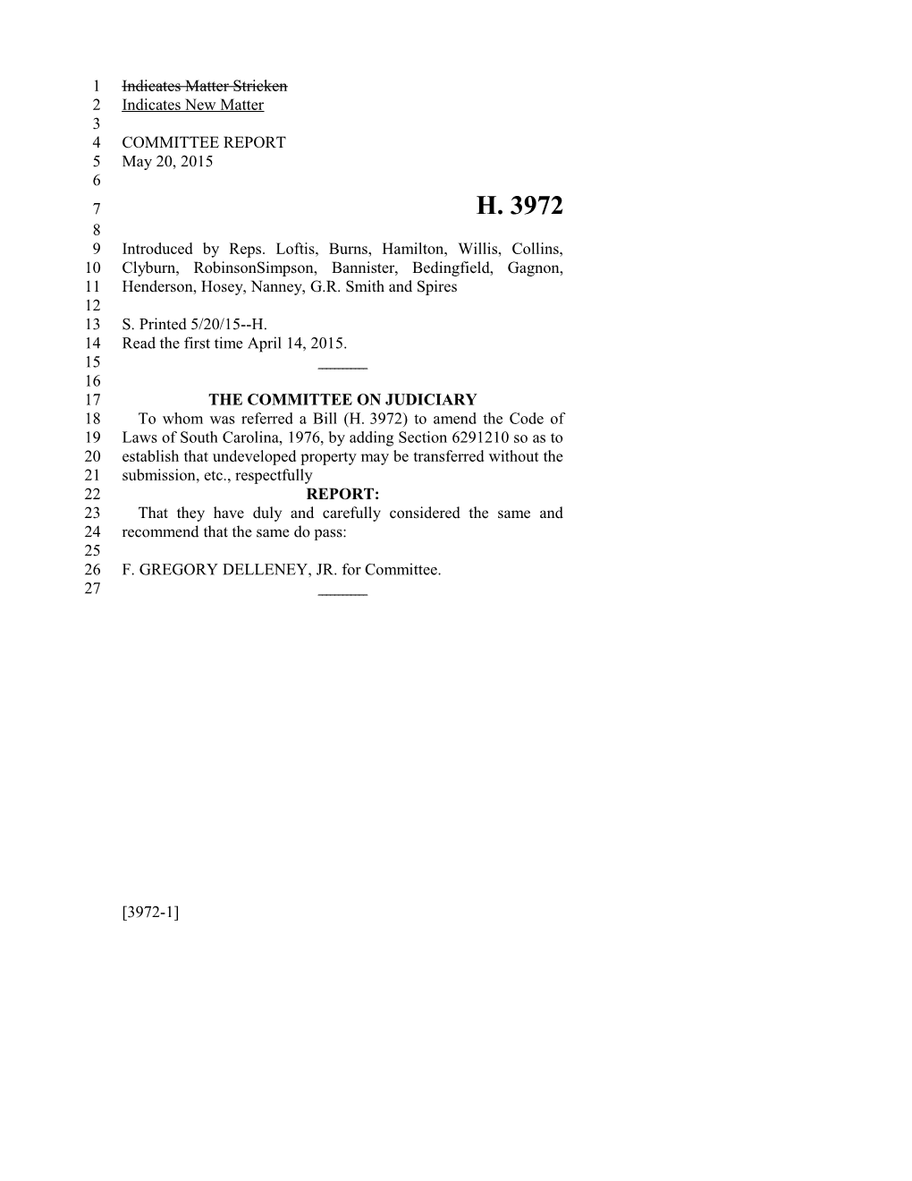 2015-2016 Bill 3972 Text of Previous Version (May 20, 2015) - South Carolina Legislature Online