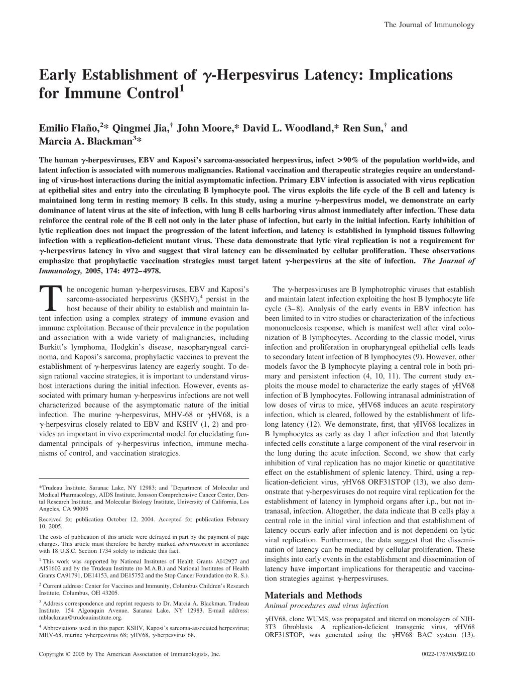 Latency: Implications for Immune Control1