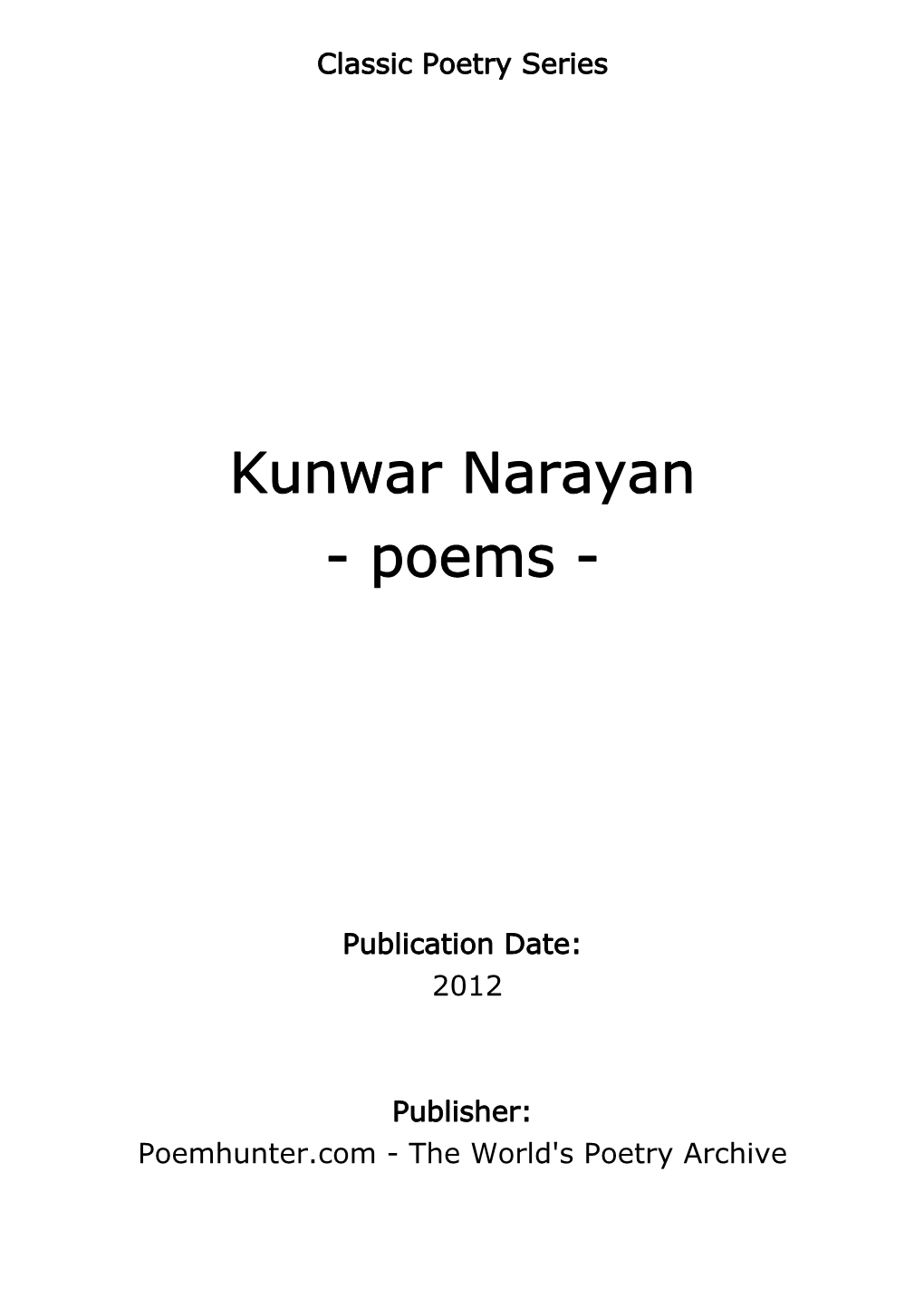 Kunwar Narayan - Poems