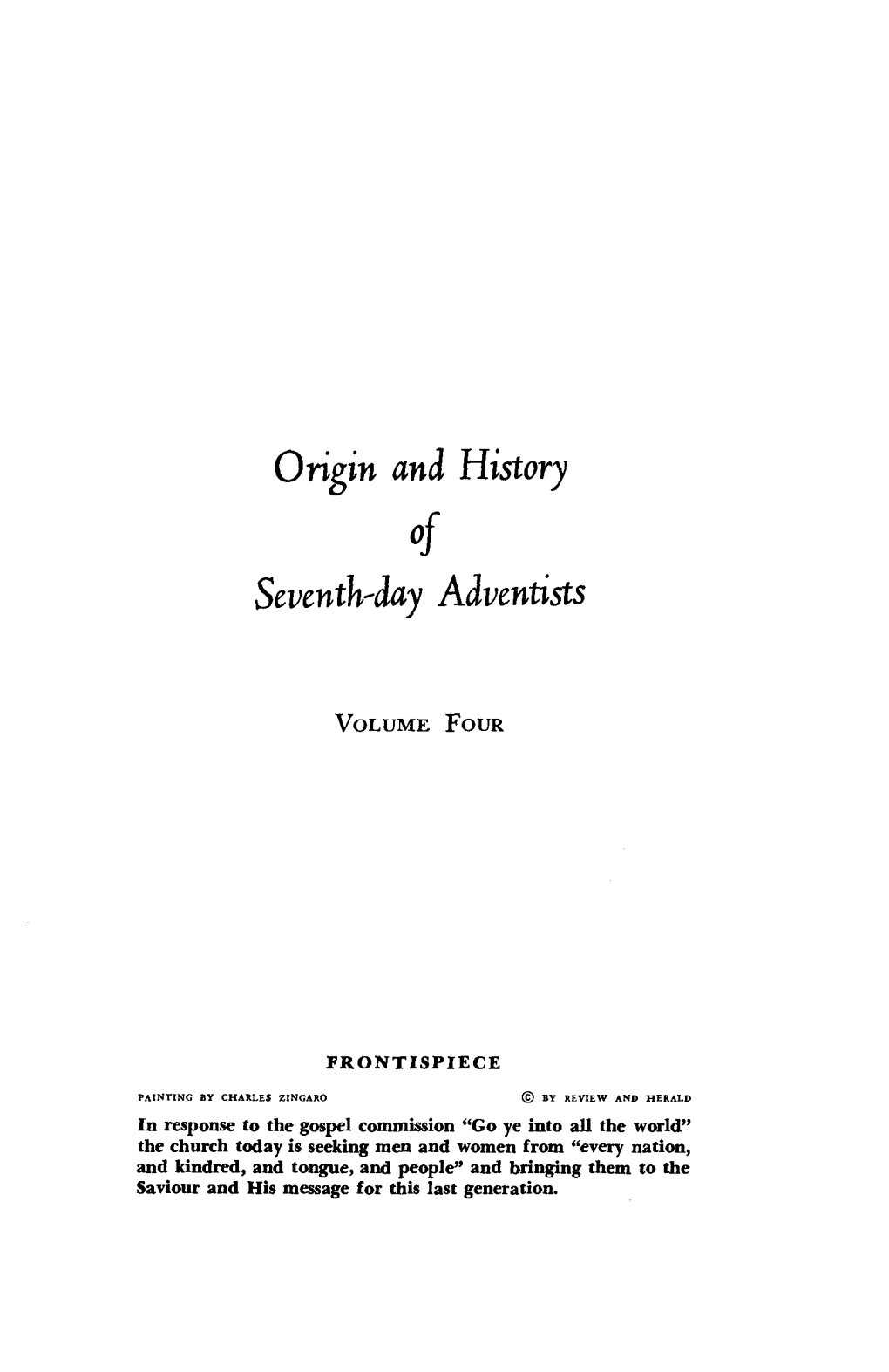 Origin and History of Seventh-Day Adventists