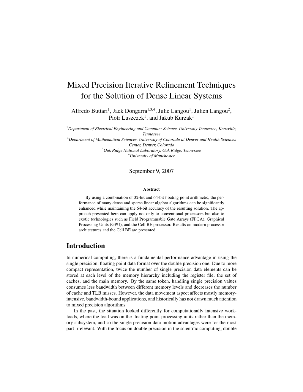 Mixed Precision Iterative Refinement