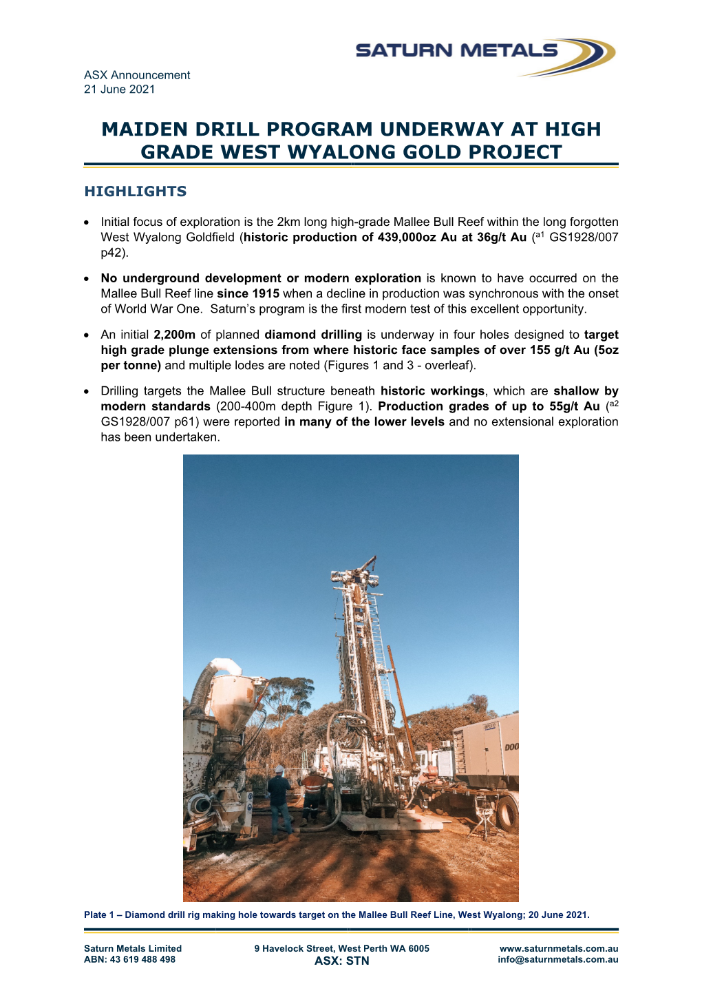 Maiden Drill Program Underway at High Grade West Wyalong Gold Project