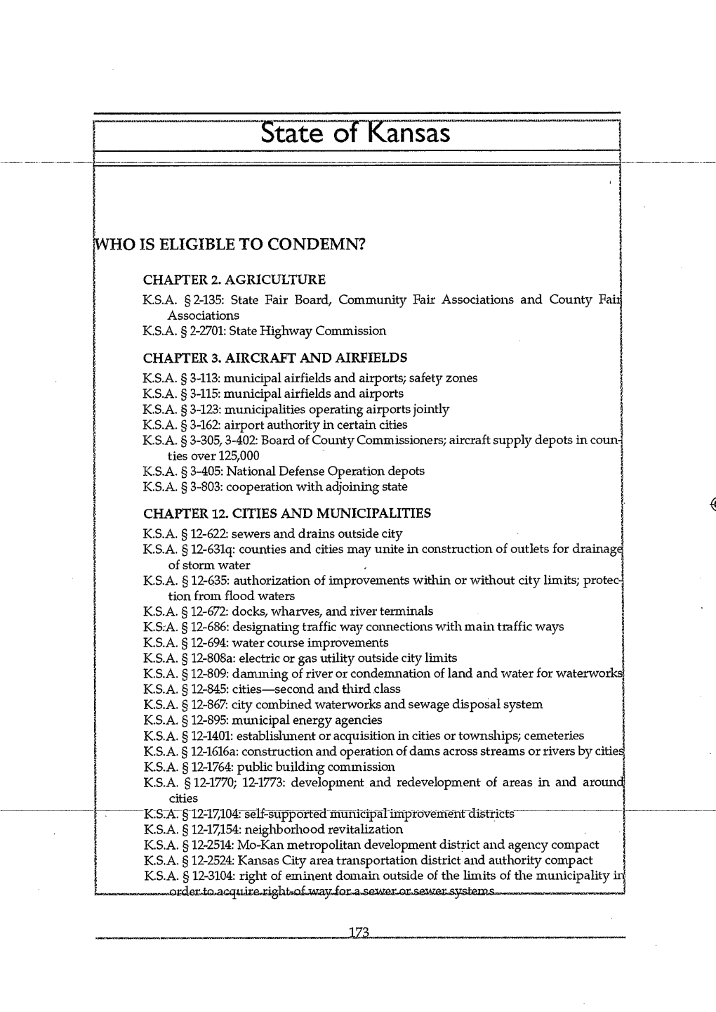 Kansas Eminent Domain Summary