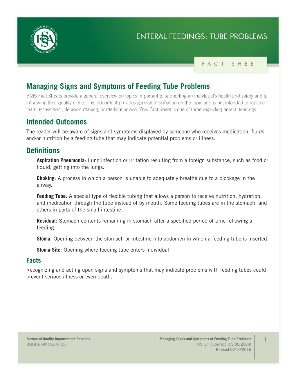 Enteral Feedings: Tube Problems