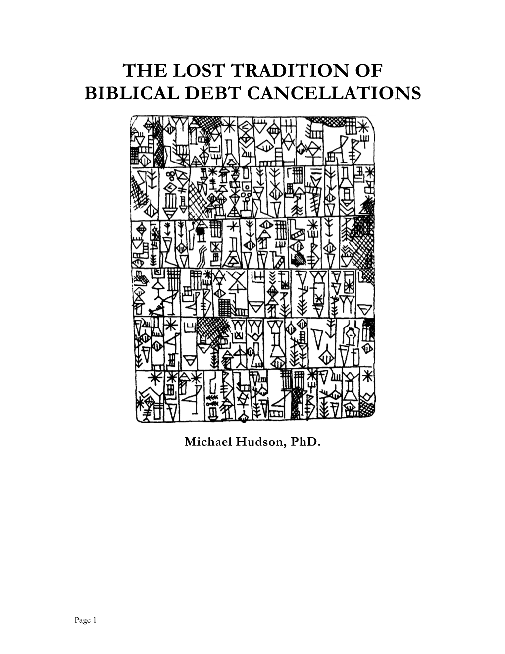 The Lost Tradition of Biblical Debt Cancellations