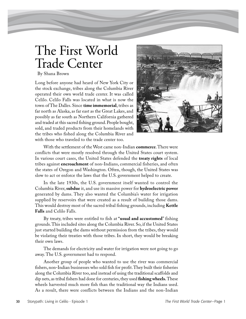 The First World Trade Center—Page 1 the First World Trade Center—Page 2 Storypath: Living in Celilo - Episode 1 31 Fishers