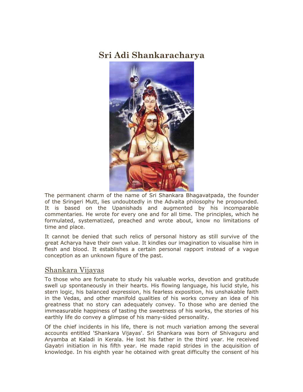 Sri Adi Shankaracharya