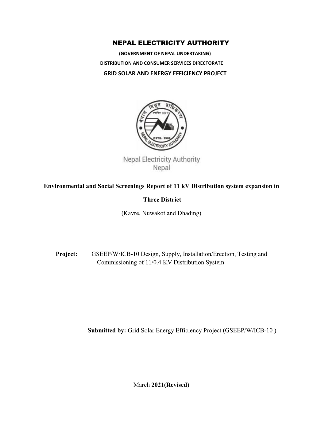 Nepal Electricity Authority Grid Solar and Energy