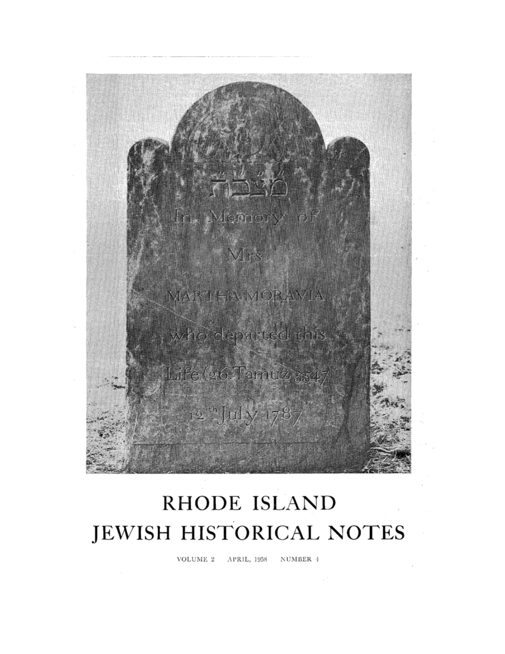 Rhode Island Jewish Historical Notes