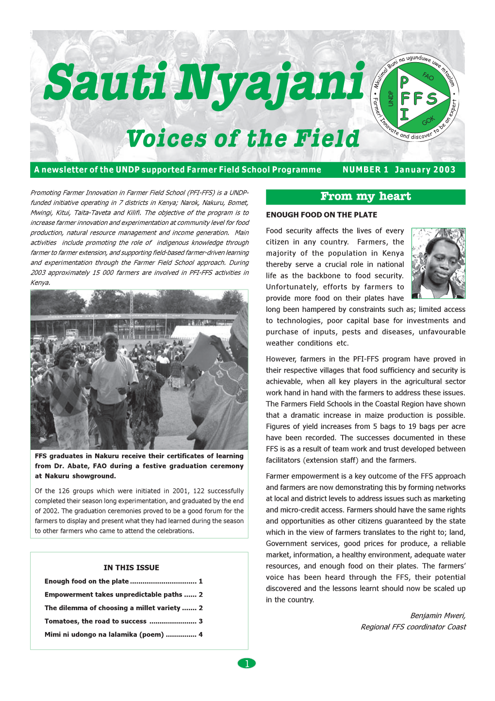PFI-FFS Newsletter Issue 1