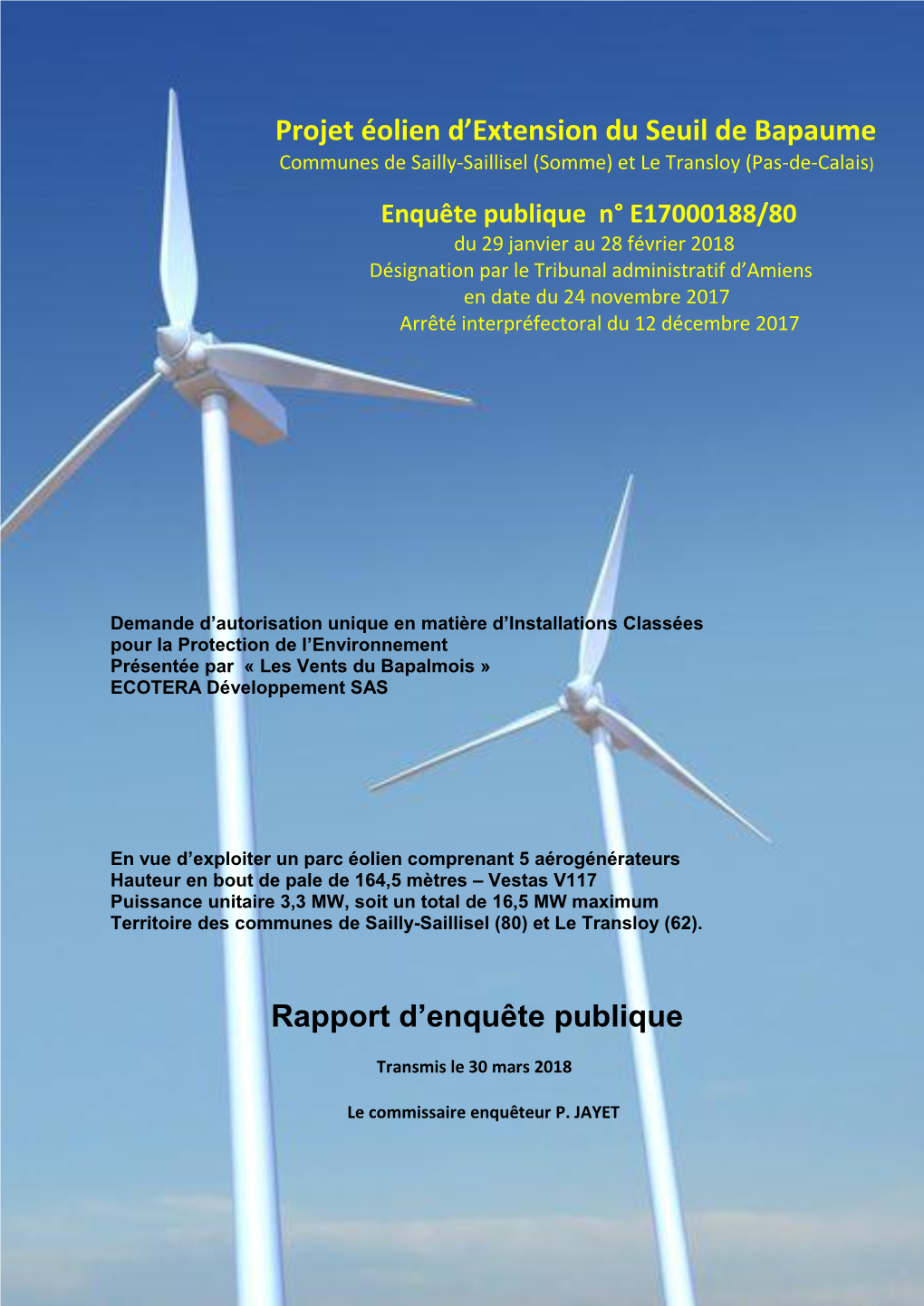 Projet Éolien D'extension Du Seuil De Bapaume