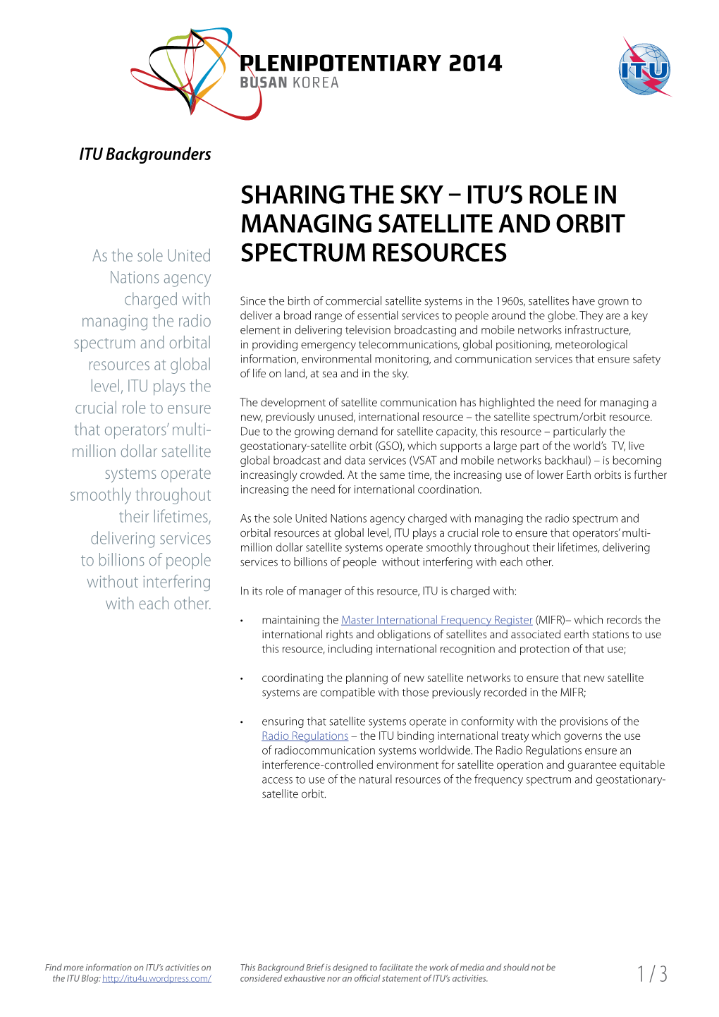 Sharing the Sky – ITU's Role in Managing Satellite and Orbit