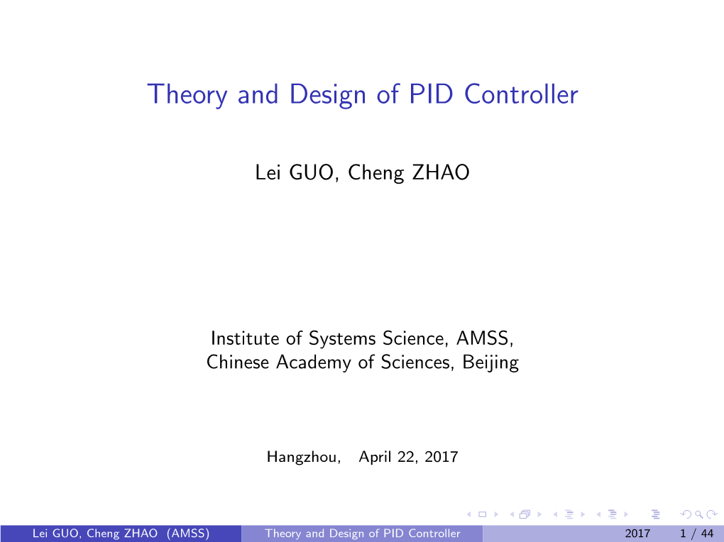 Theory and Design of PID Controller