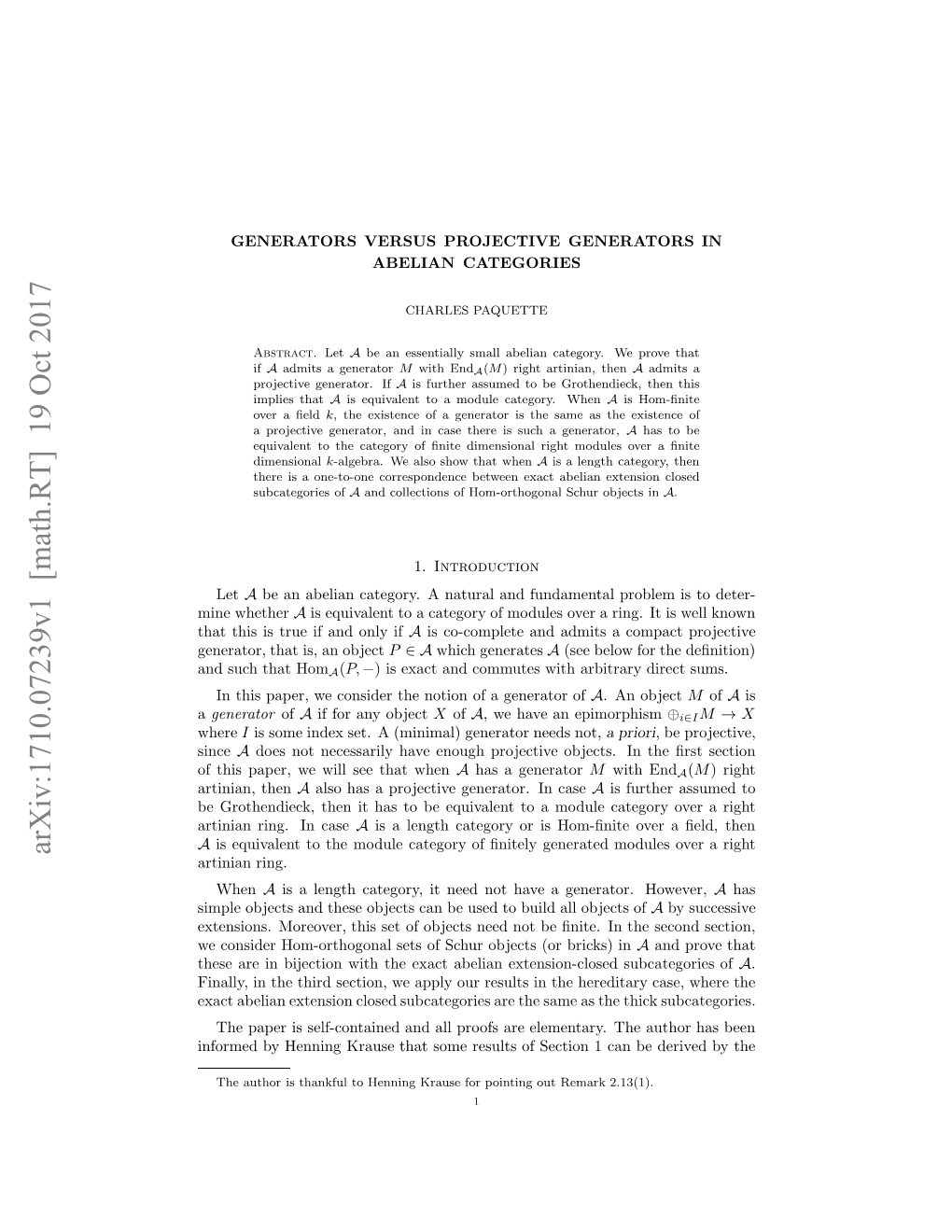 Generators Versus Projective Generators in Abelian Categories