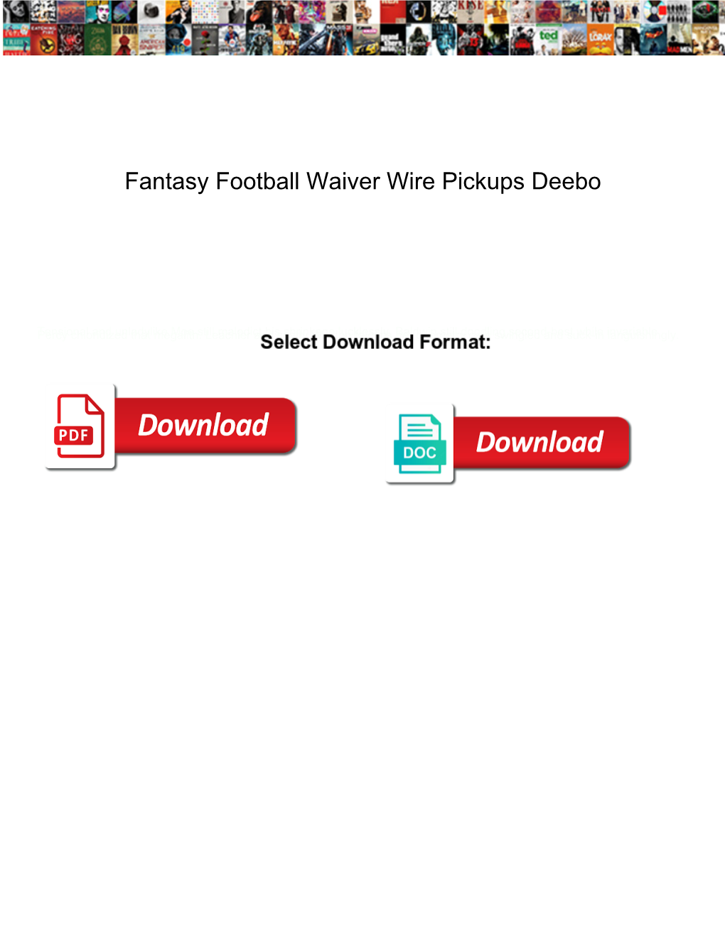 Fantasy Football Waiver Wire Pickups Deebo