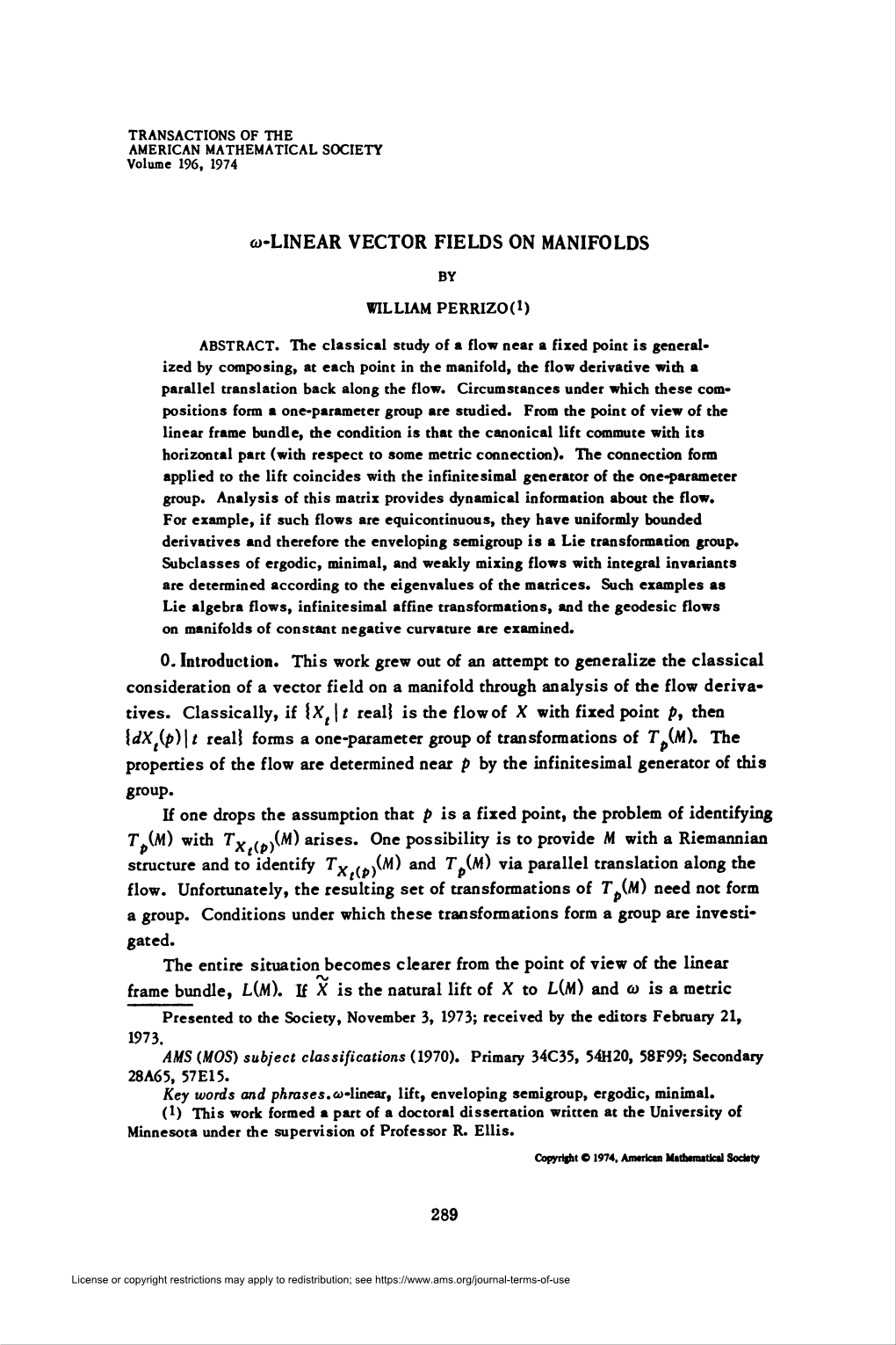 «-Linear Vector Fields on Manifolds 293