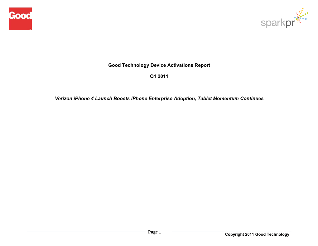 Good Technology Device Activations Report