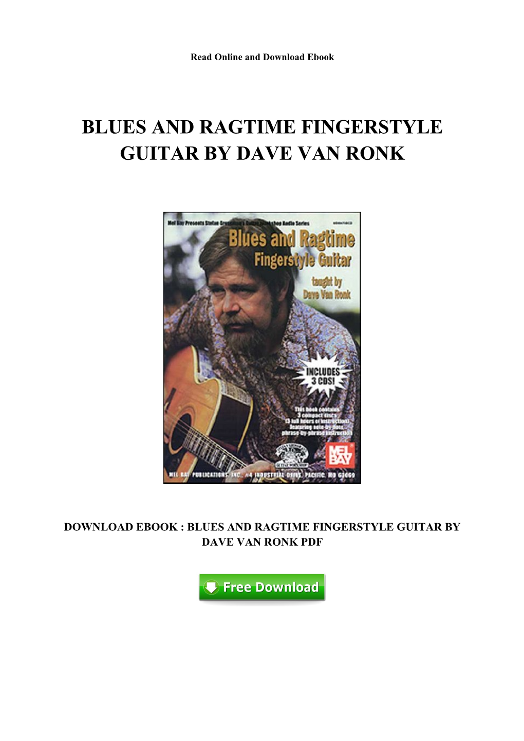 Ebook Download Blues and Ragtime Fingerstyle Guitar by Dave Van Ronk