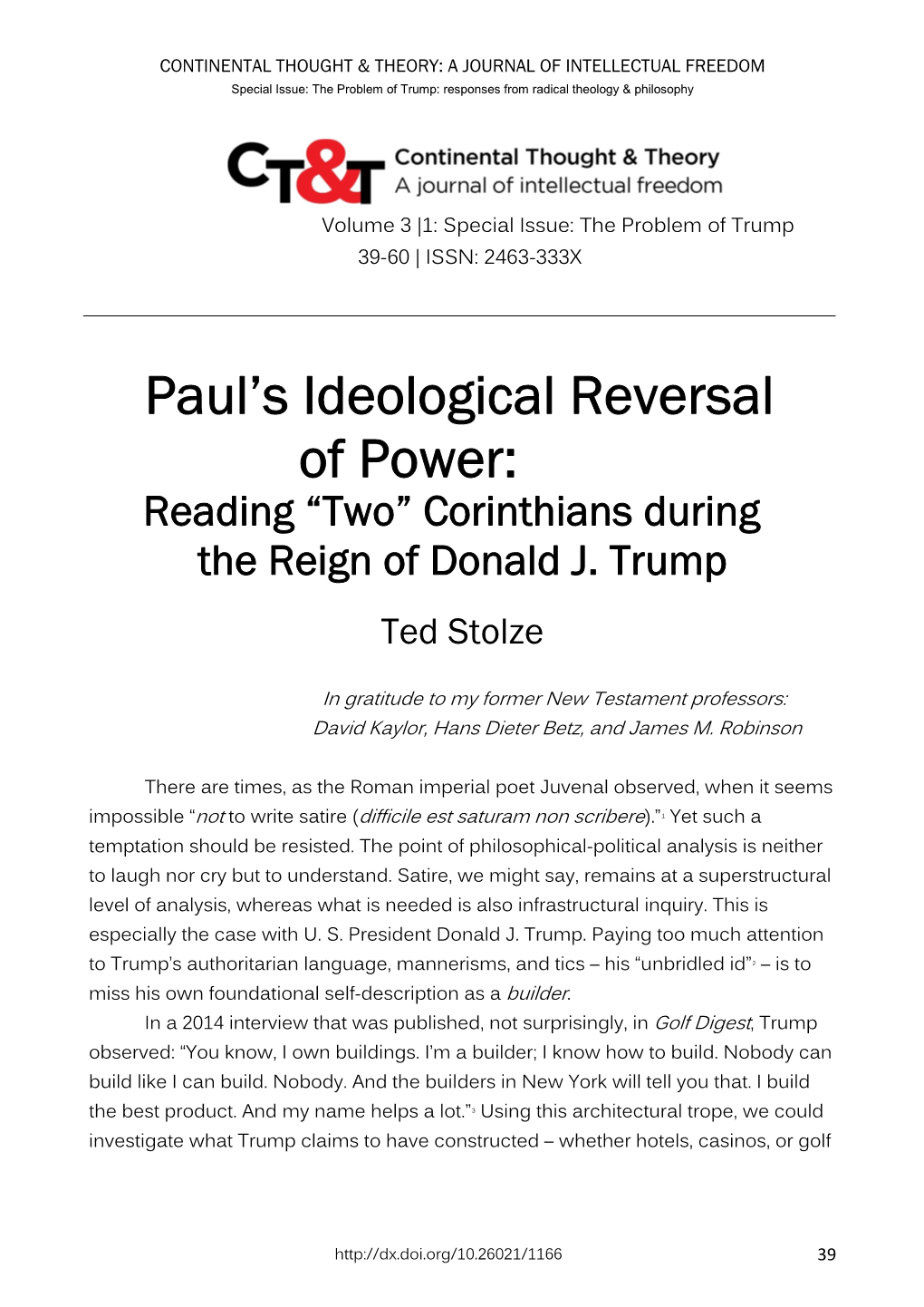 Paul's Ideological Reversal of Power