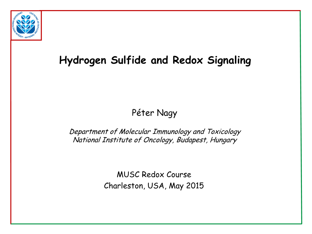 Hydrogen Sulfide and Redox Signaling