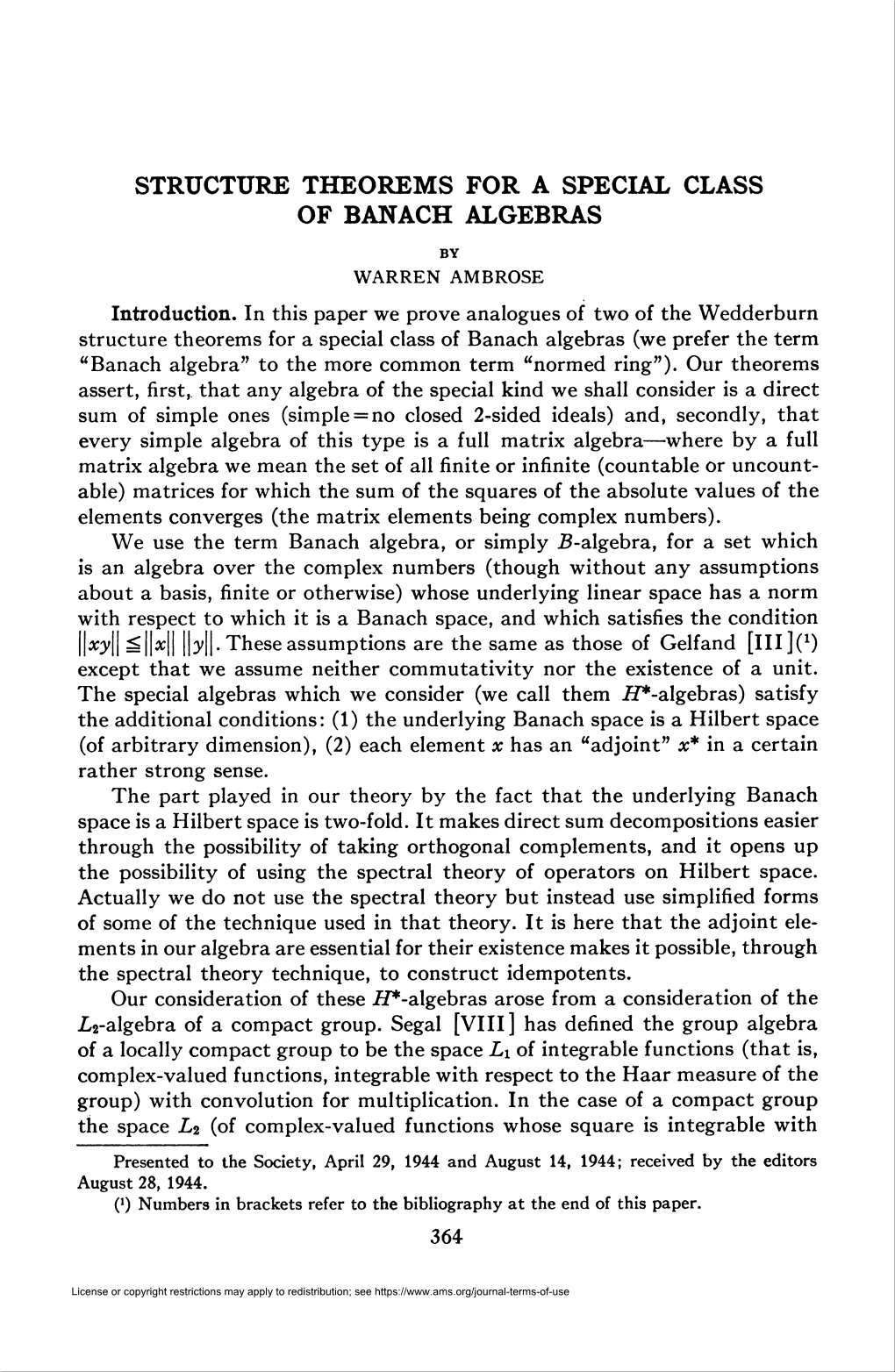 Structure Theorems for a Special Class of Banach Algebras