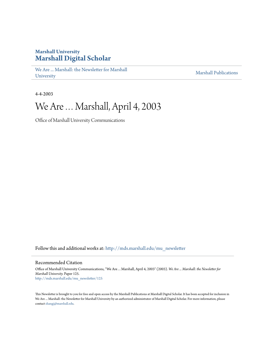 We Areâ•¦Marshall, April 4, 2003