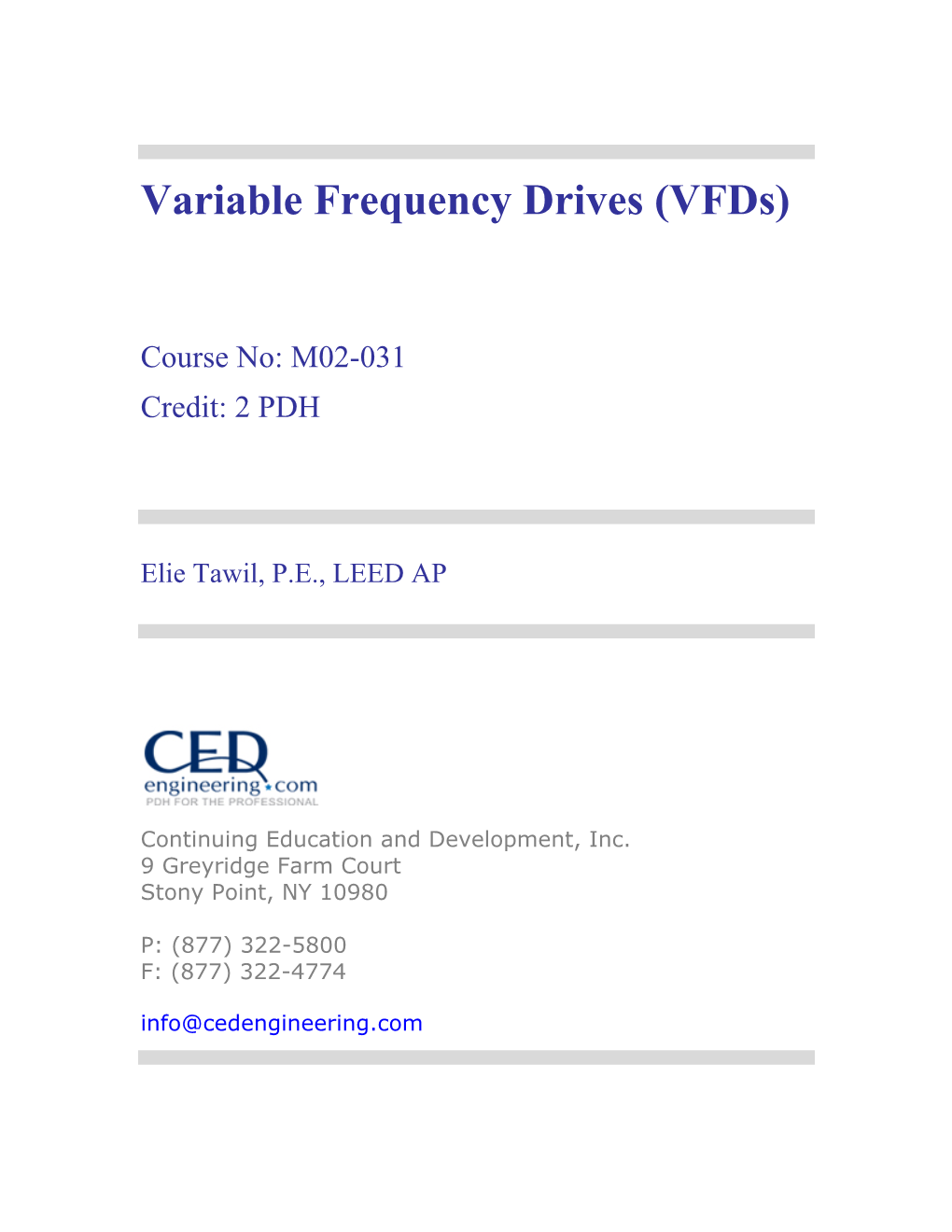 Variable Frequency Drives (Vfds)