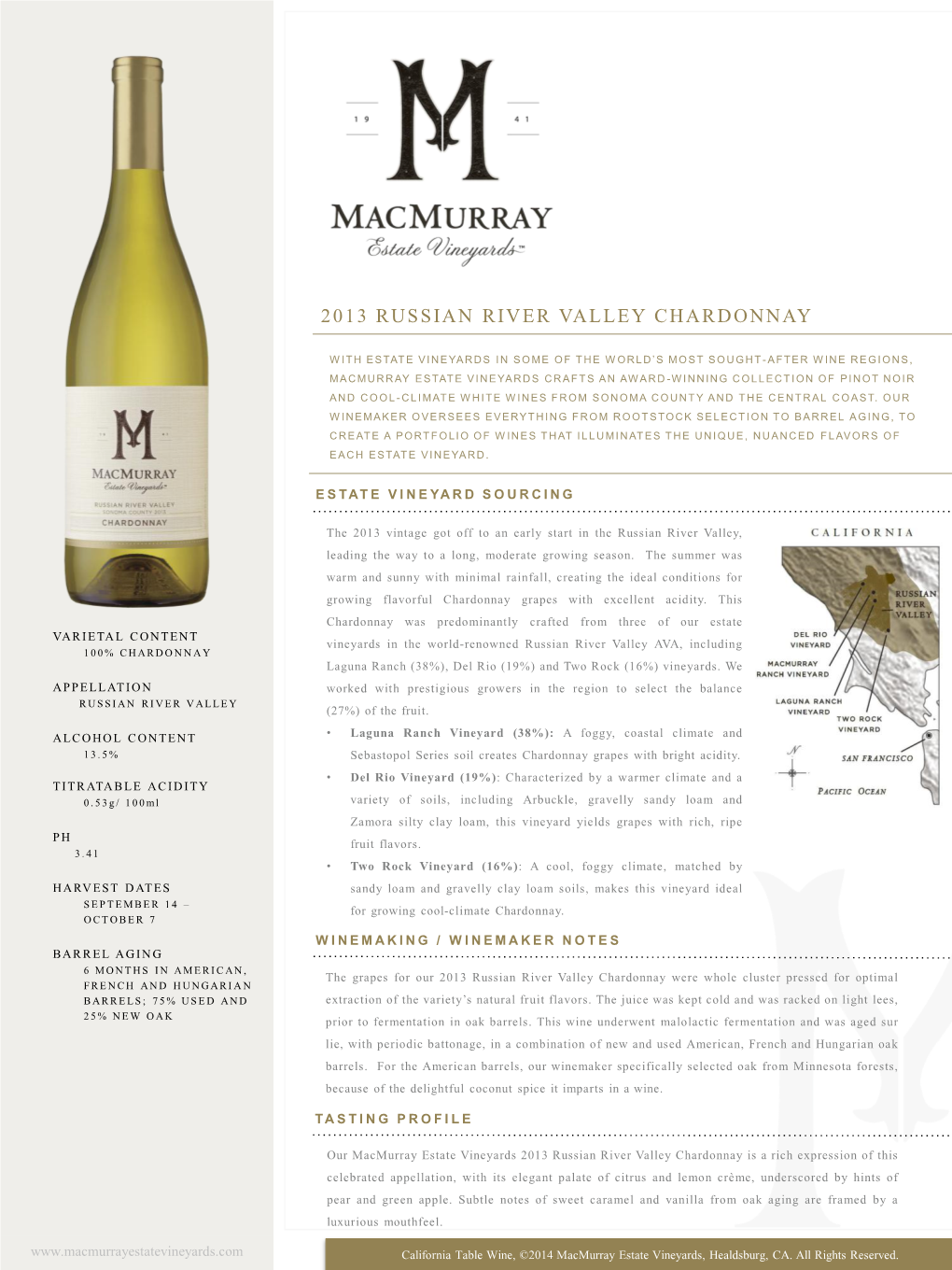 2013 Russian River Valley Chardonnay