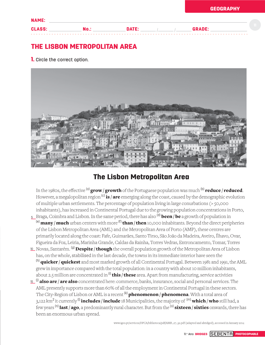 THE LISBON METROPOLITAN AREA the Lisbon