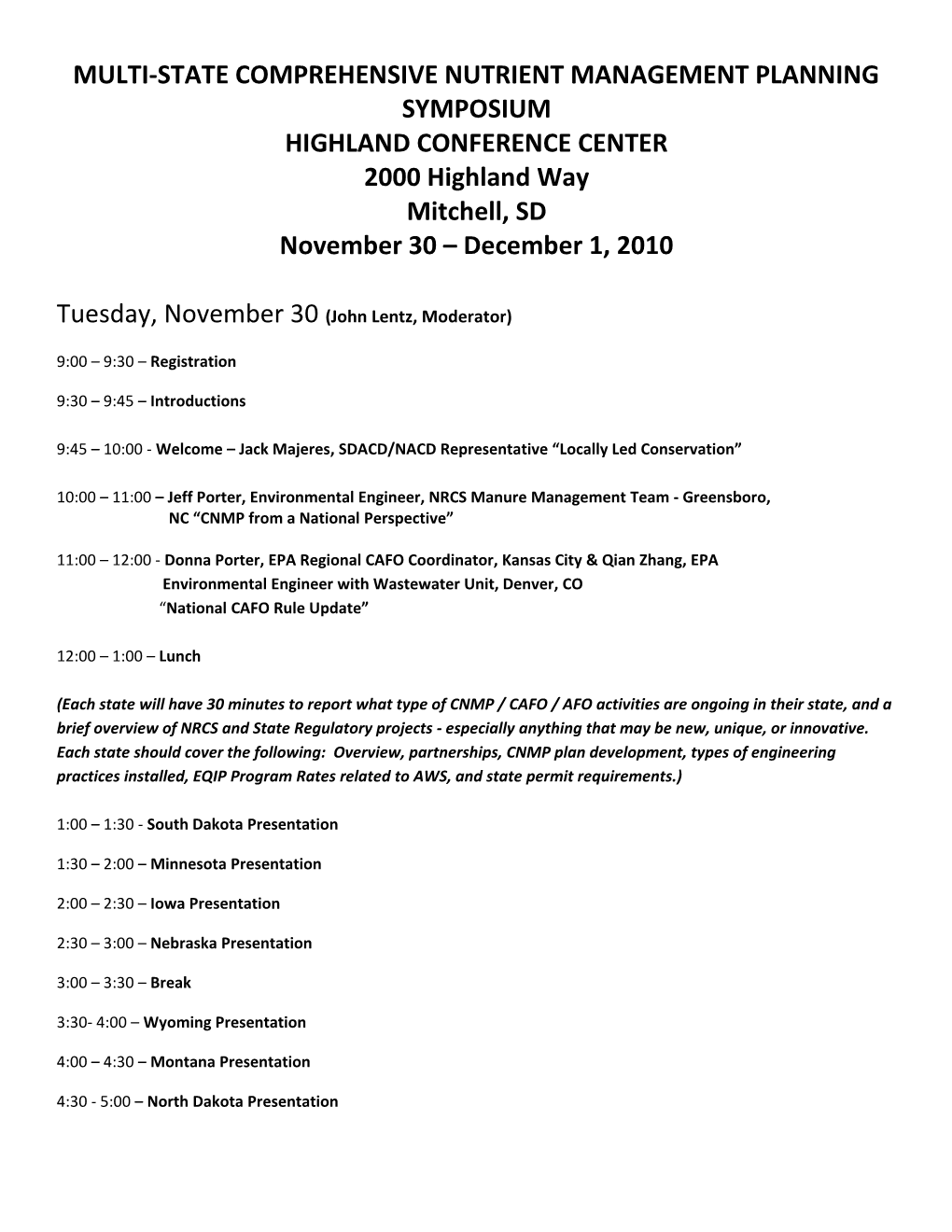 Multi-State Comprehensive Nutrient Management Planning Symposium