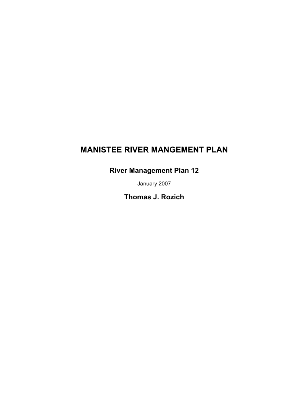 Manistee River Mangement Plan