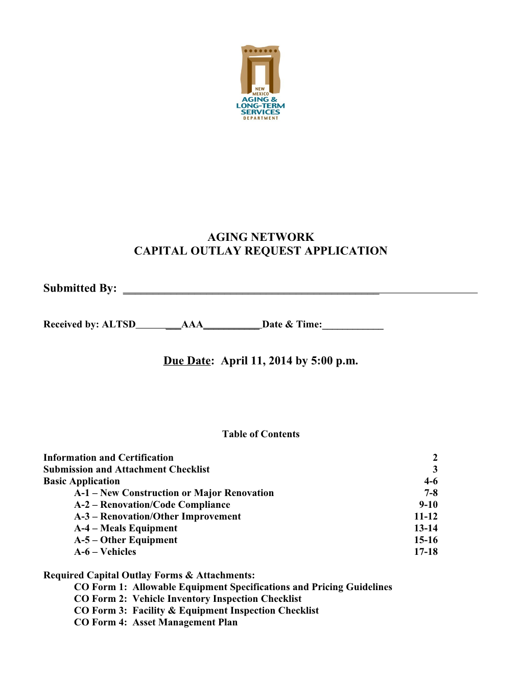 Capital Outlay Request Application