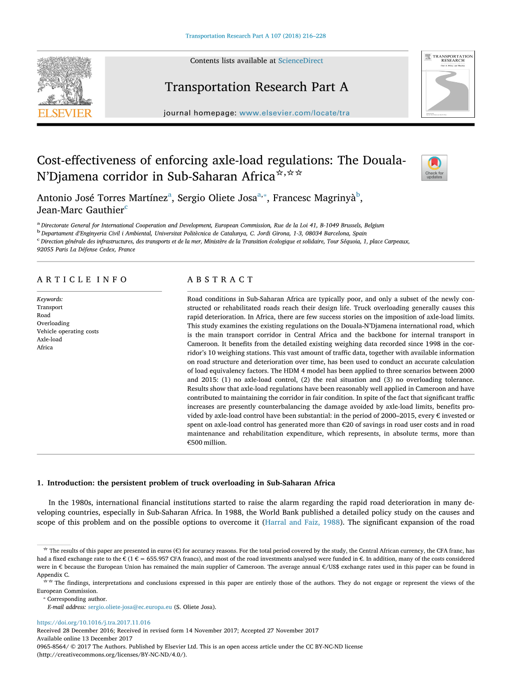 Cost-Effectiveness of Enforcing Axle-Load Regulations the Douala