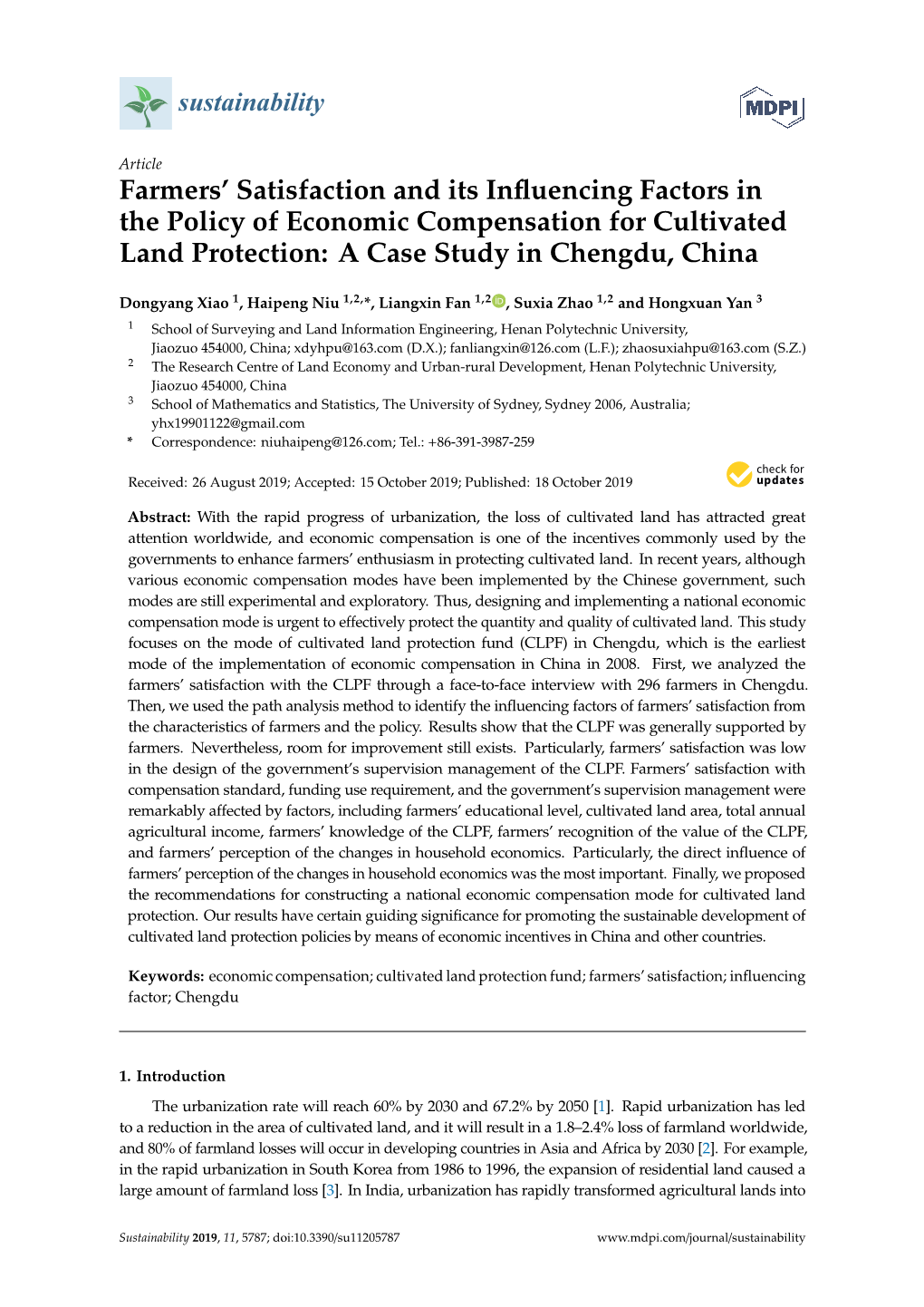 Farmers' Satisfaction and Its Influencing Factors in The