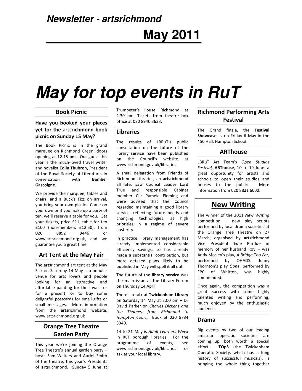 May for Top Events in Rut