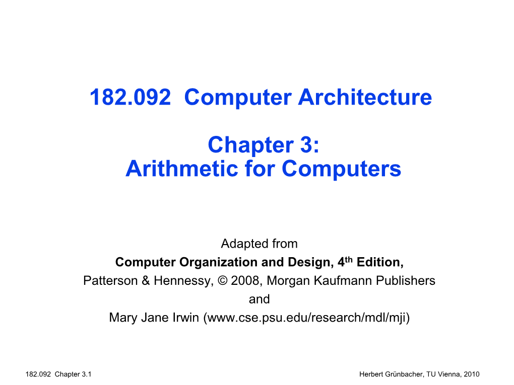 Chapter 3: Arithmetic for Computers