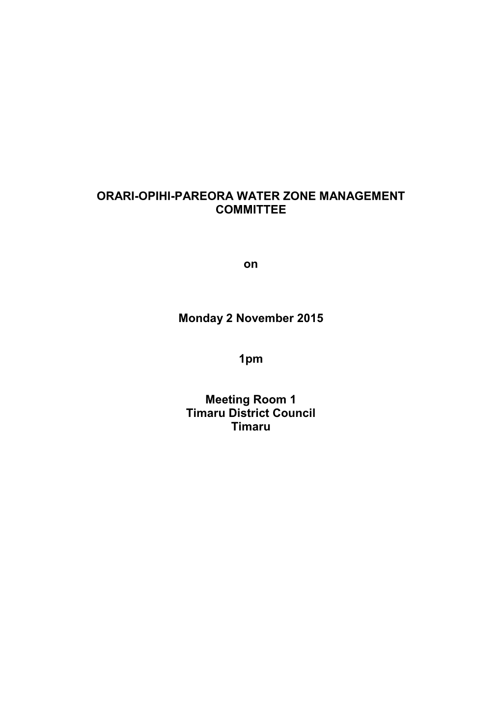 Orari-Opihi-Pareora Water Zone Management Committee