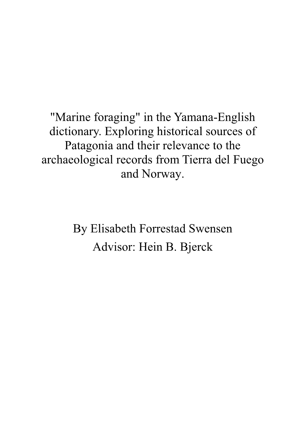 "Marine Foraging" in the Yamana-English Dictionary