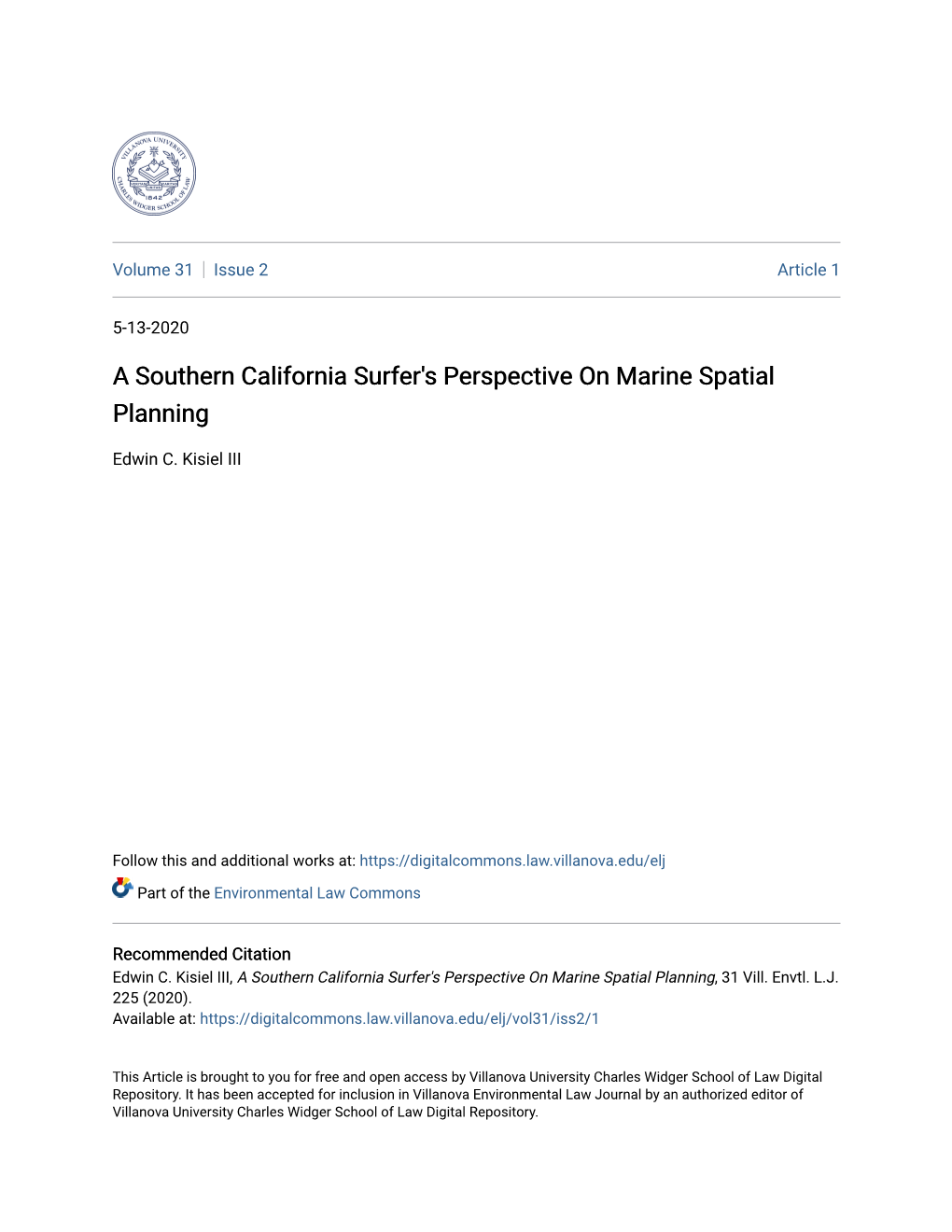 A Southern California Surfer's Perspective on Marine Spatial Planning