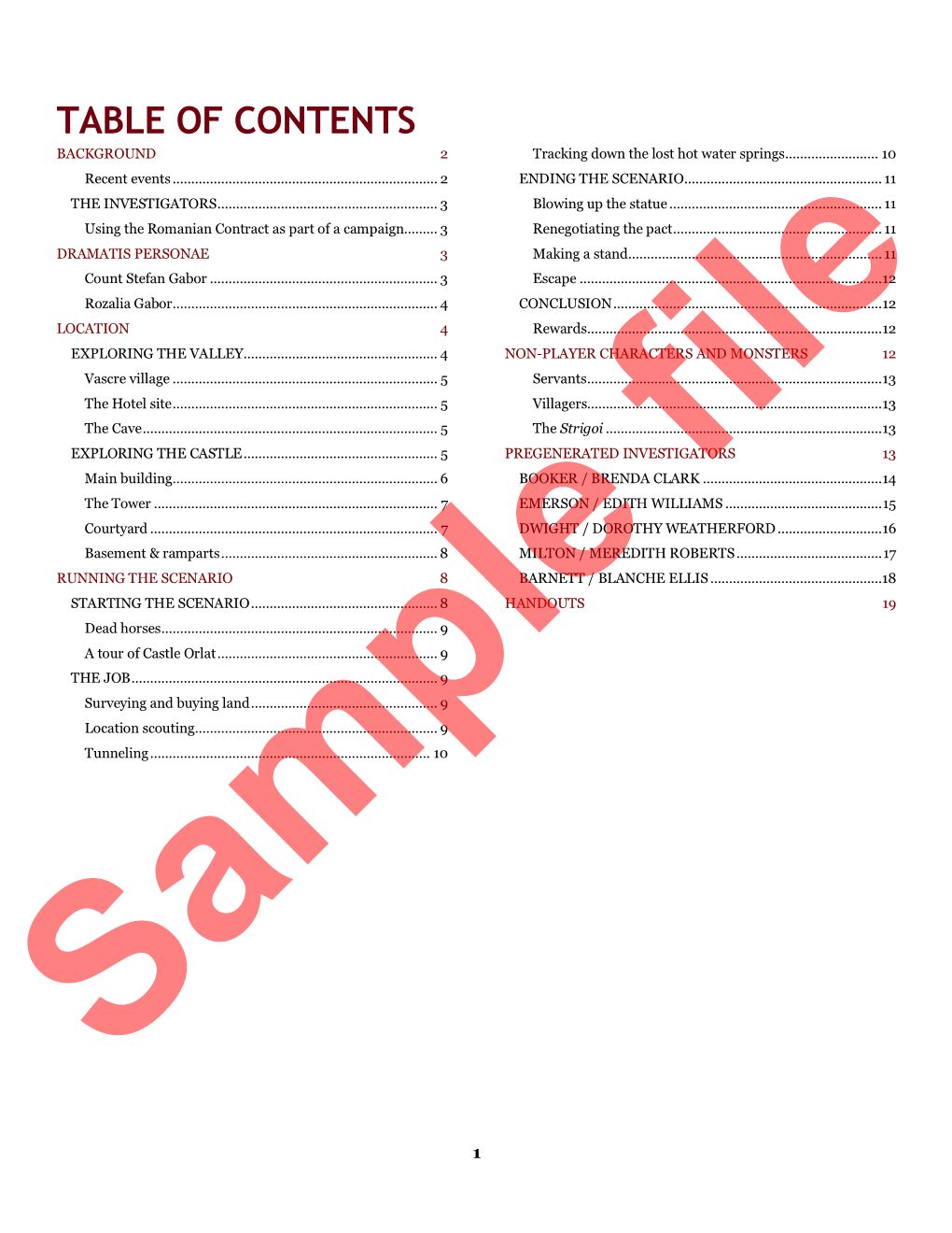 TABLE of CONTENTS BACKGROUND 2 Tracking Down the Lost Hot Water Springs