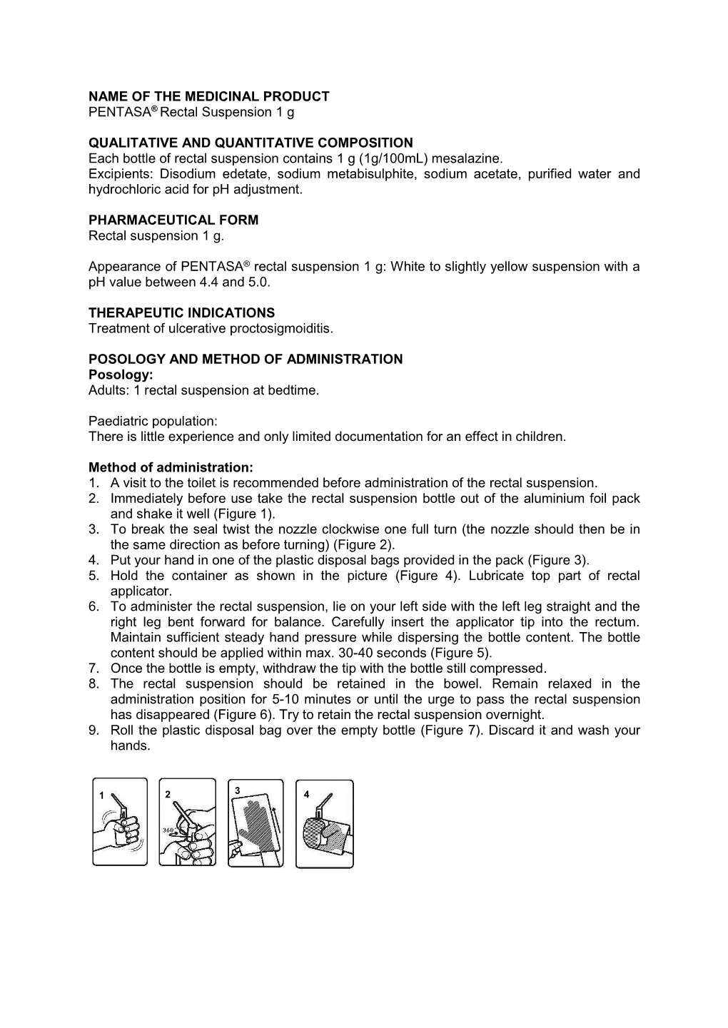 PENTASA Rectal Suspension 1G Package Insert.Pdf