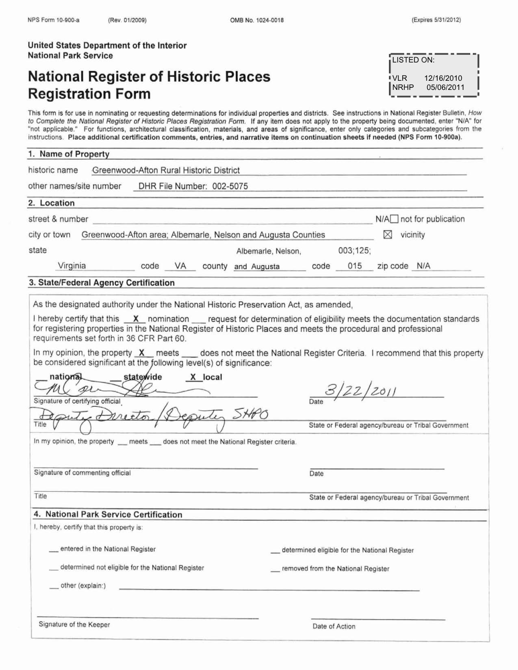 NPS Form 10 900 OMB No. 1024 0018