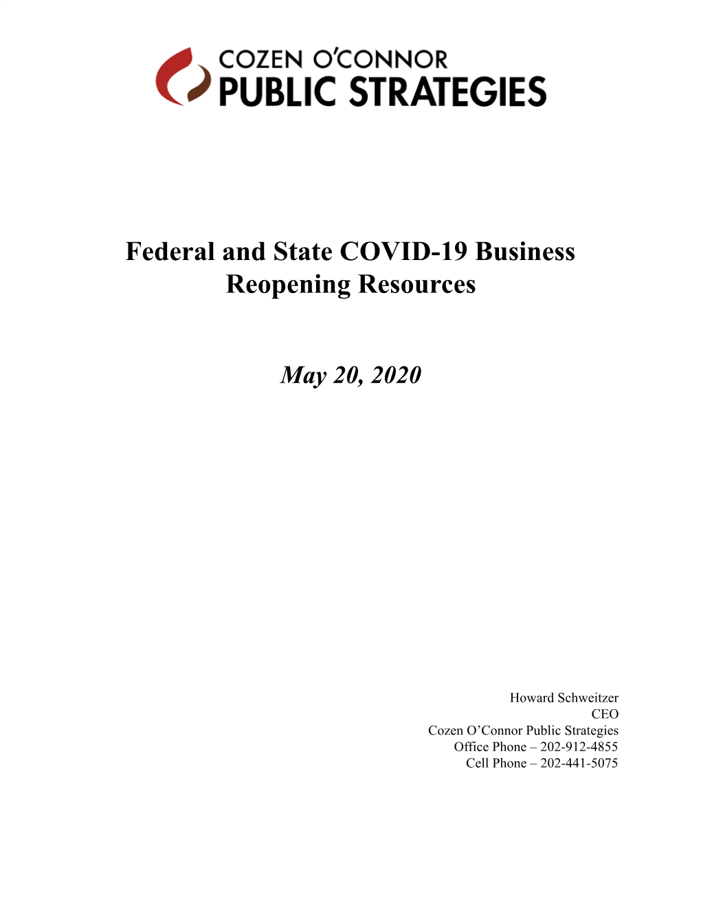 Federal and State COVID-19 Business Reopening Resources