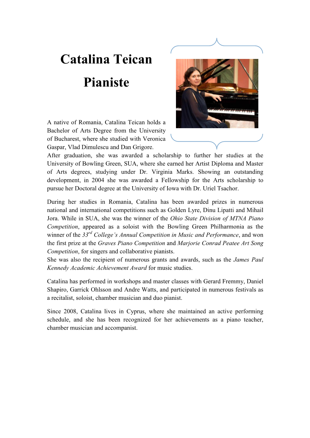 Catalina Teican Pianiste