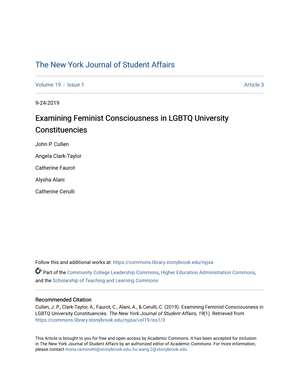 Examining Feminist Consciousness in LGBTQ University Constituencies