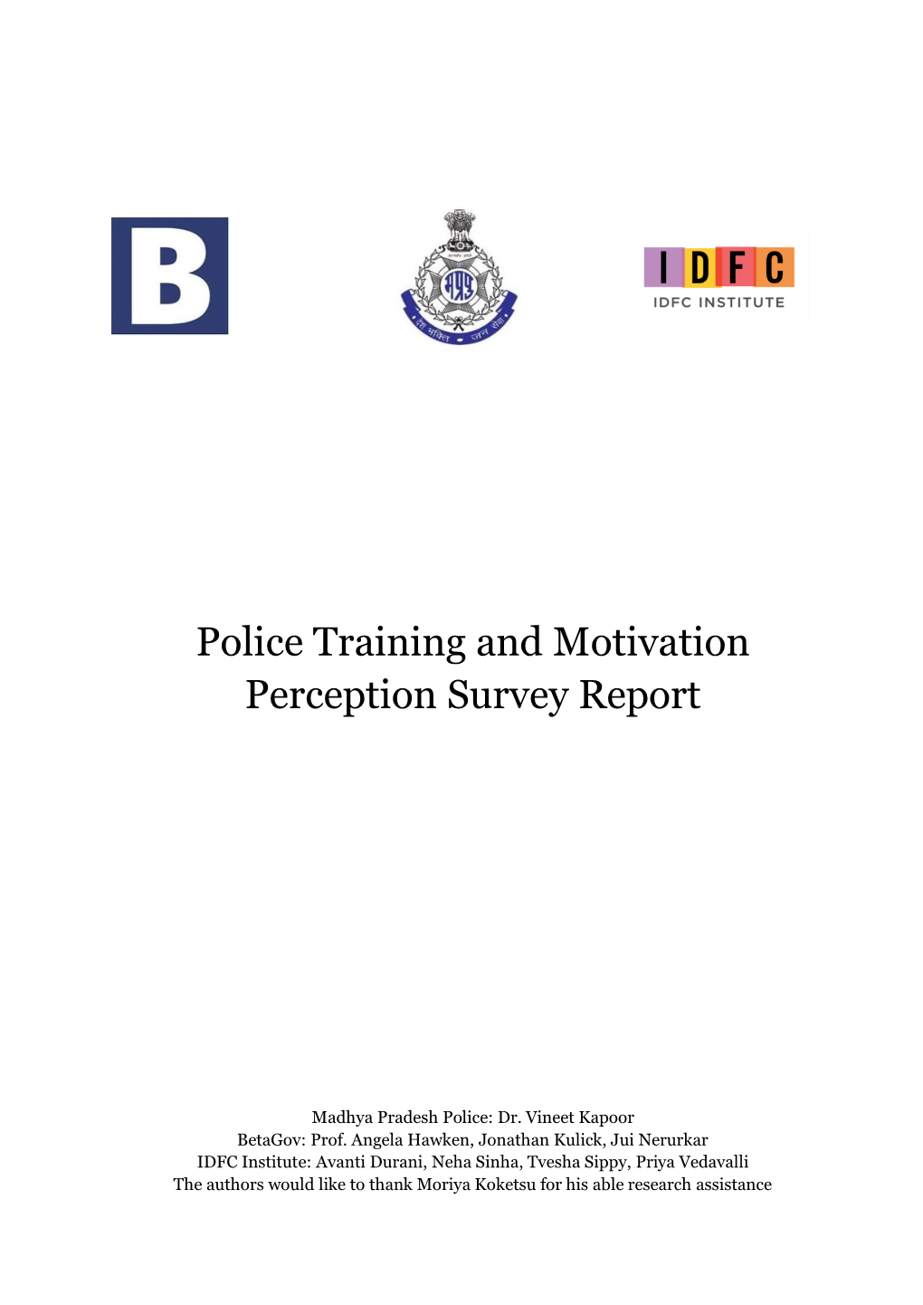 Police Training and Motivation Perception Survey Report