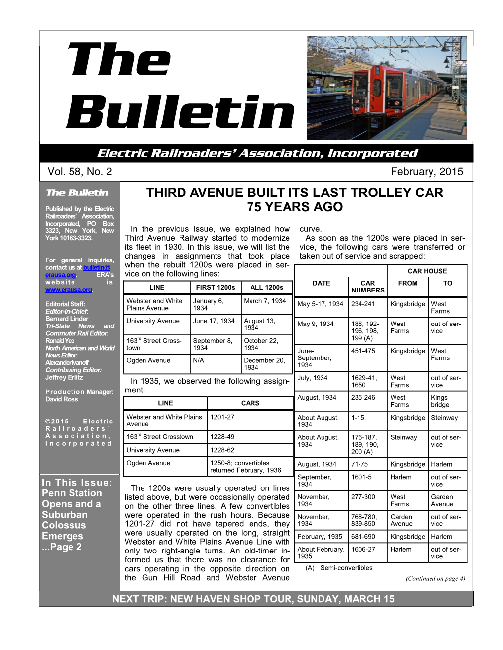 The Bulletin THIRD AVENUE BUILT ITS LAST TROLLEY CAR